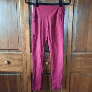 BuffBunny burgundy red high-rise workout leggings with side pockets